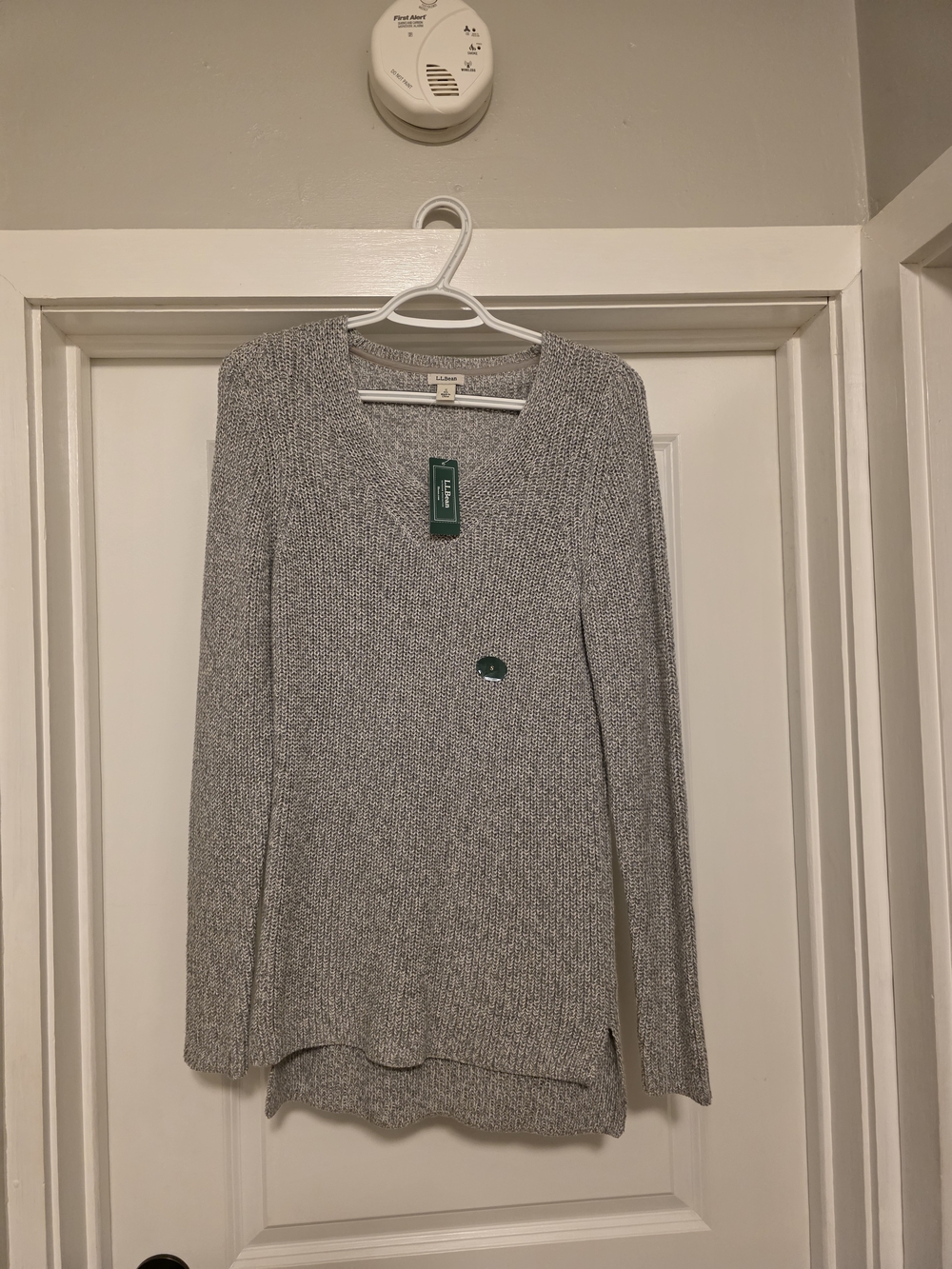 L.L. Bean Gray Knit V-Neck Sweater